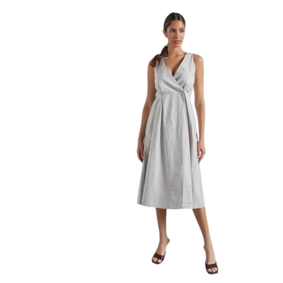 Mango Crossover Wrap Cotton Dress Dart Detail XS - Picture 6 of 12